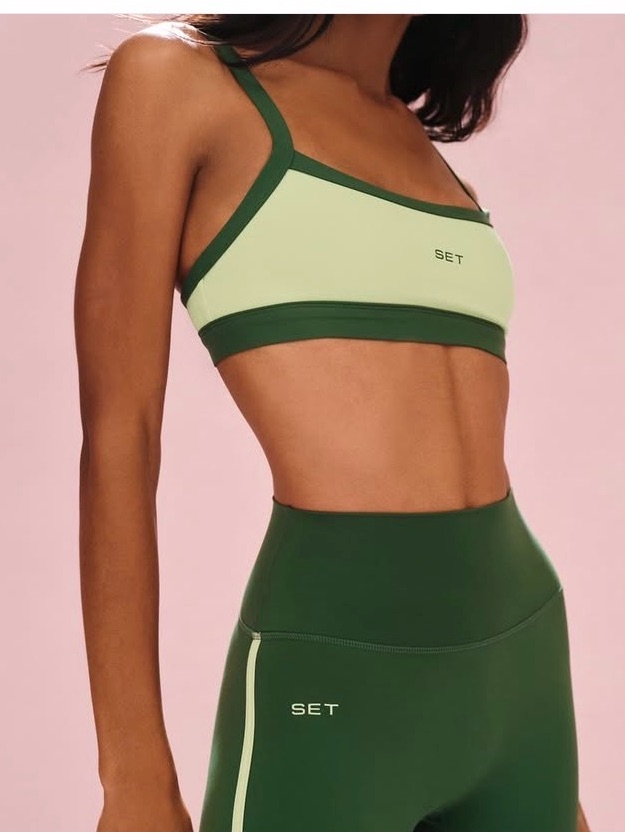 Set Active Nwot Sportbody Green Sports Bra & Biker Shorts Set | Never Worn